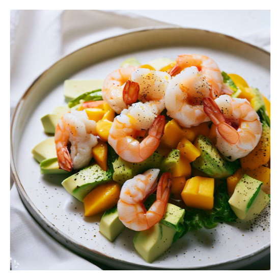 Salade de crevettes, d’avocats et de mangue